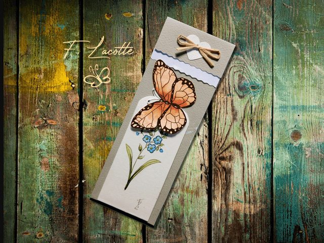 Marque-page pop up aquarelle "Papillon rose"