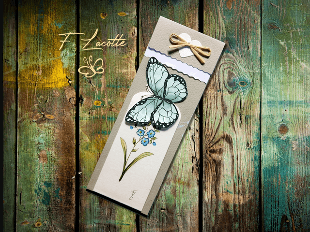 Marque-page pop up aquarelle "Papillon rose"