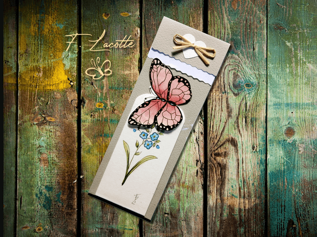 Marque-page pop up aquarelle "Papillon rose"