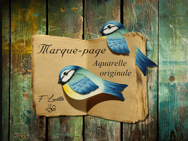 Marque-page pop up aquarelle &quot;Rouge-gorge&quot;  Mésange