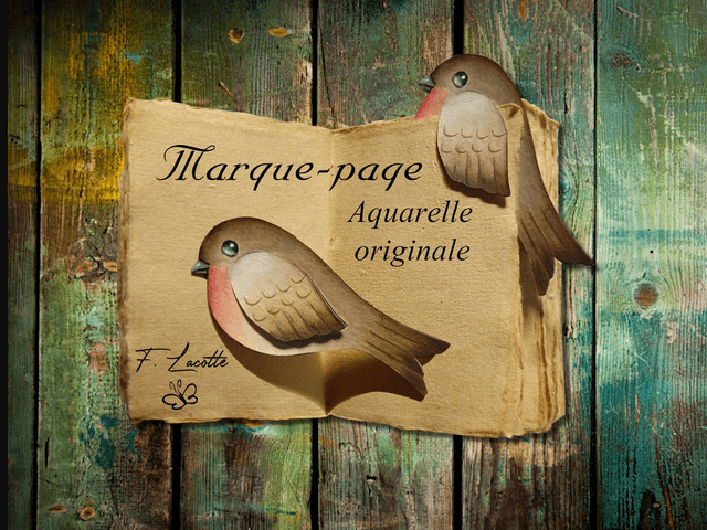 Marque-page pop up aquarelle &quot;Rouge-gorge&quot; 
