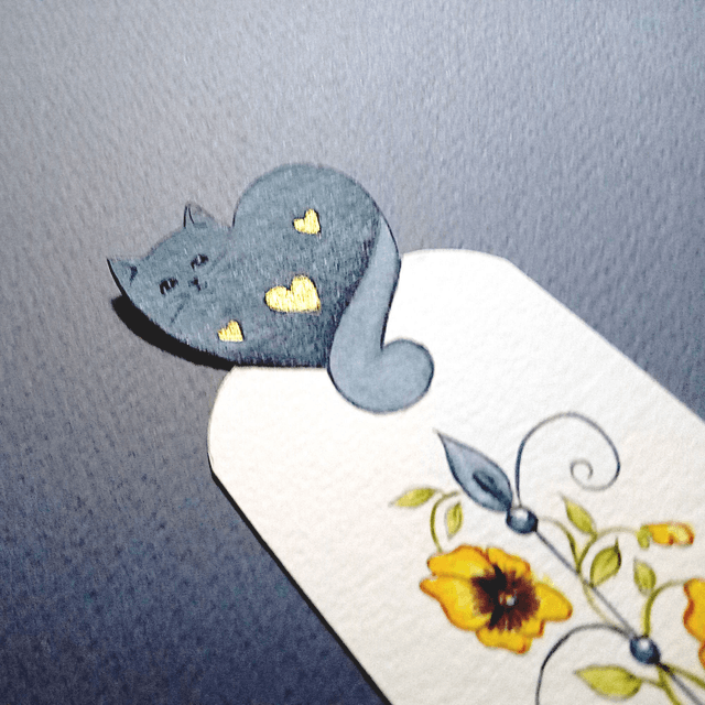 Marque-page aquarelle chat "Marny" - Tournesol