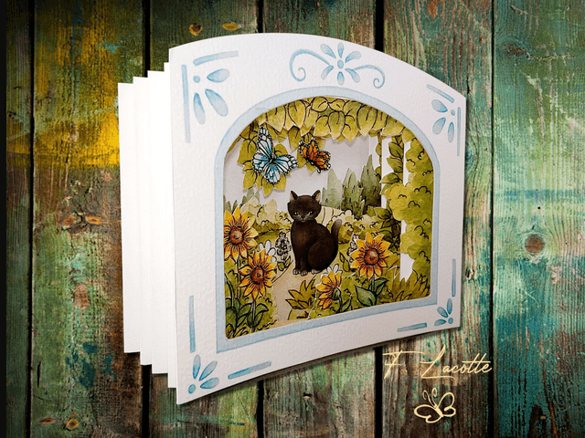 Carte tunnel - Chat noir & tournesols